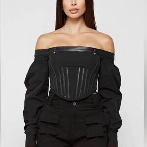 Elegant Black Off-Shoulder Corset Top